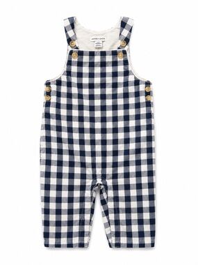 Janie and Jack Blue White Gingham Romper 3-6M Button Cotton EUC Classic